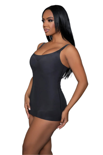 Tummy control black tank with lift support and removable cups
