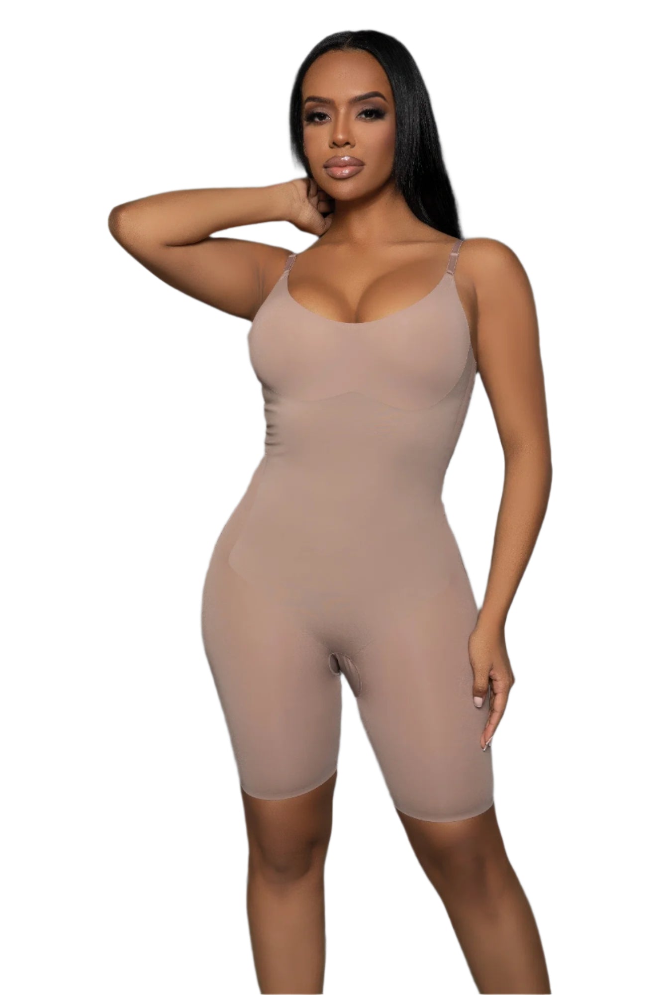 Nude All-in-One Slimming Body Shaper – seamless sculpting bodysuit for tummy, waist, and hip control with open crotch design